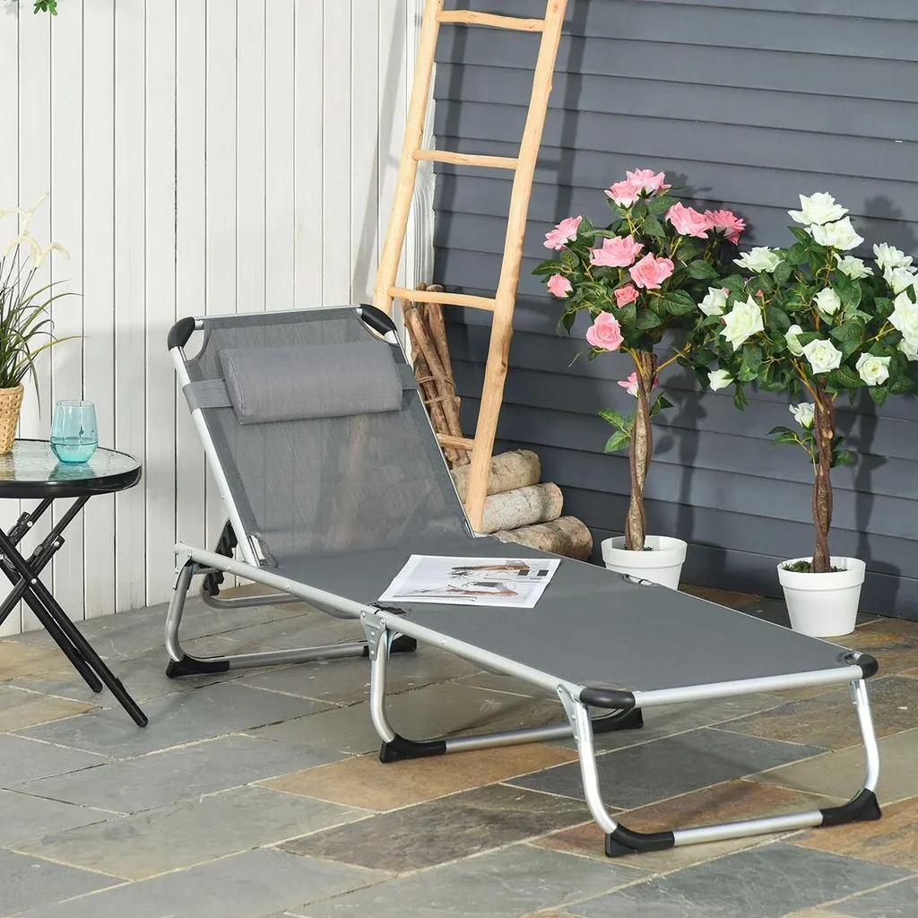 Garden lounger 5-level adjustable black
