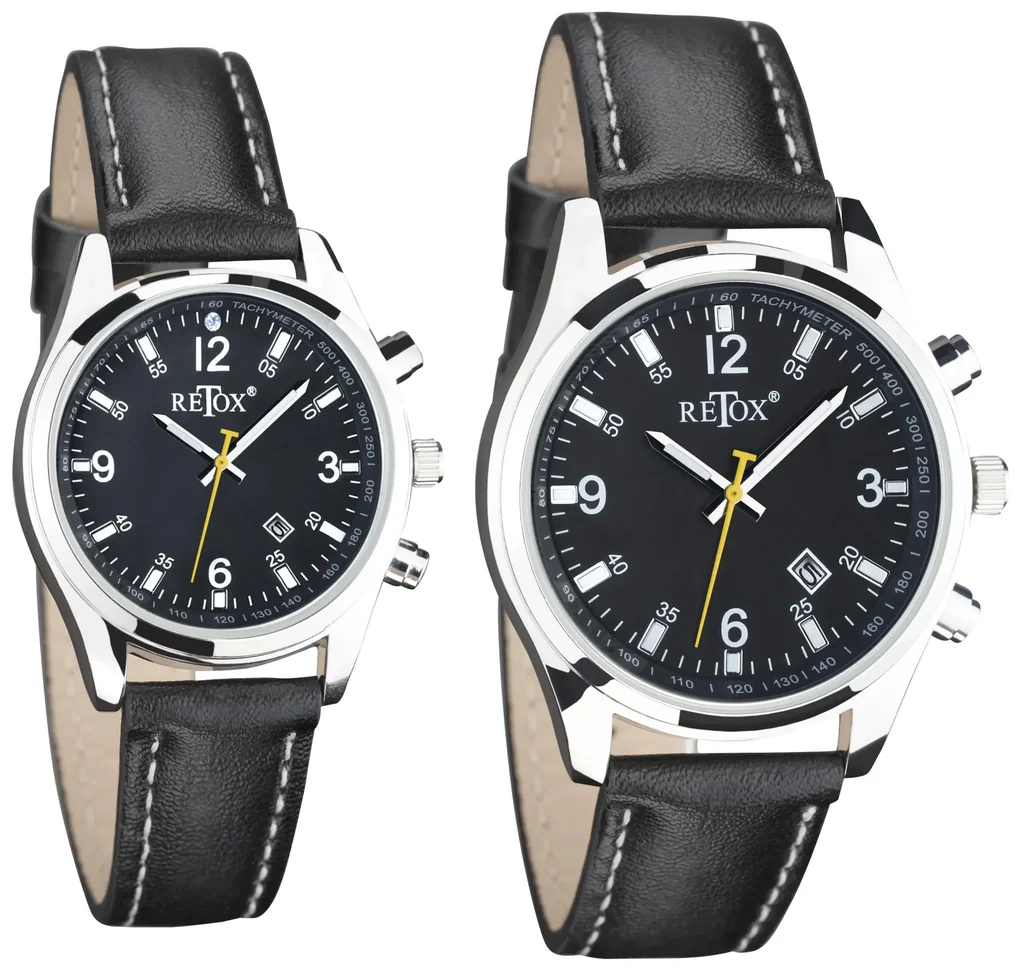 Watch set for him and her with date display