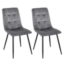 Set of 2 dining room chairs, kitchen chairs, dining table, foam metal, grey and black, 45 x 63 x 90 cm