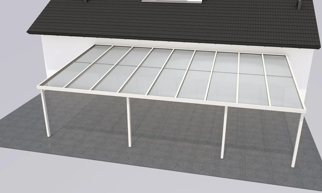 Patio roof Premium, white, 9135 x 5060 mm - Acrylic multi-wall sheets 16 mm, bronze