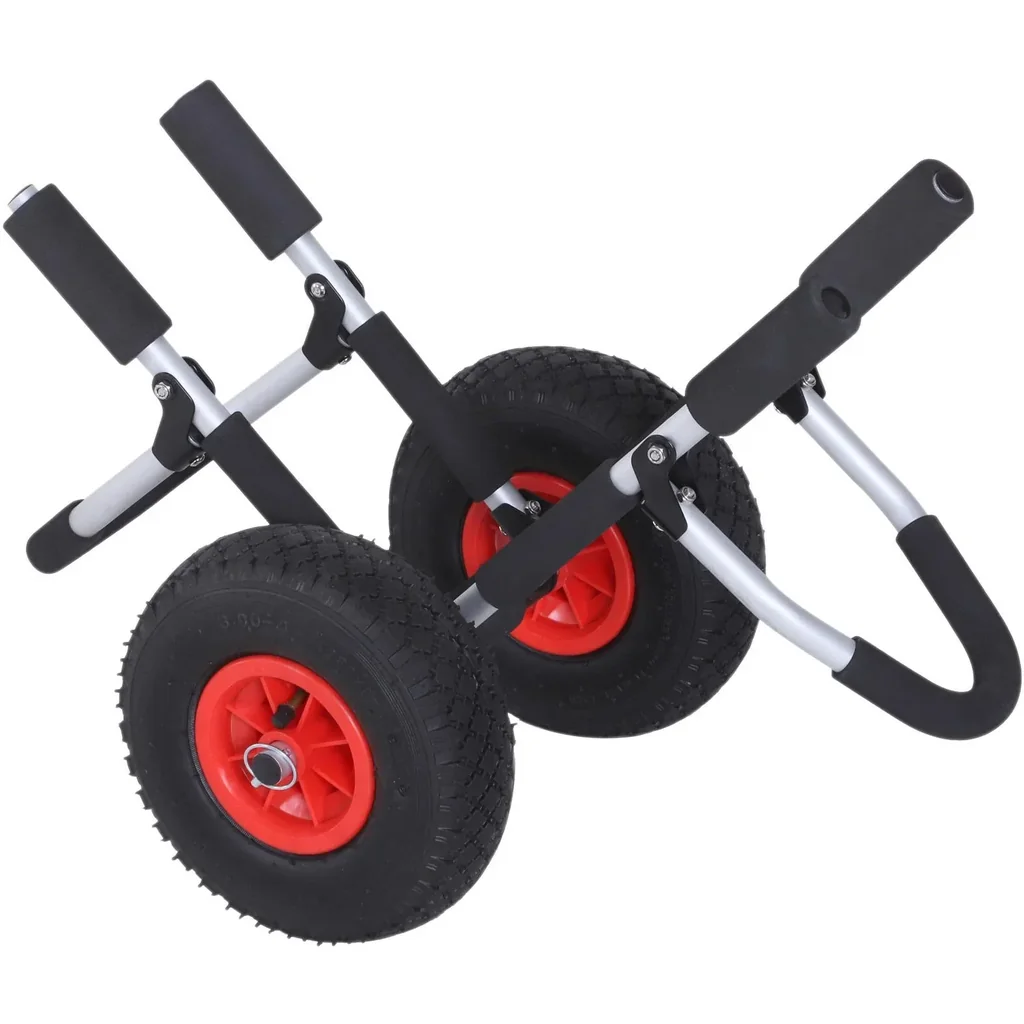 Canoe cart, kayak cart, surf cart, foldable, padded, PU tires, aluminum, silver, up to 45 kg, L65 x W38 x H52 cm