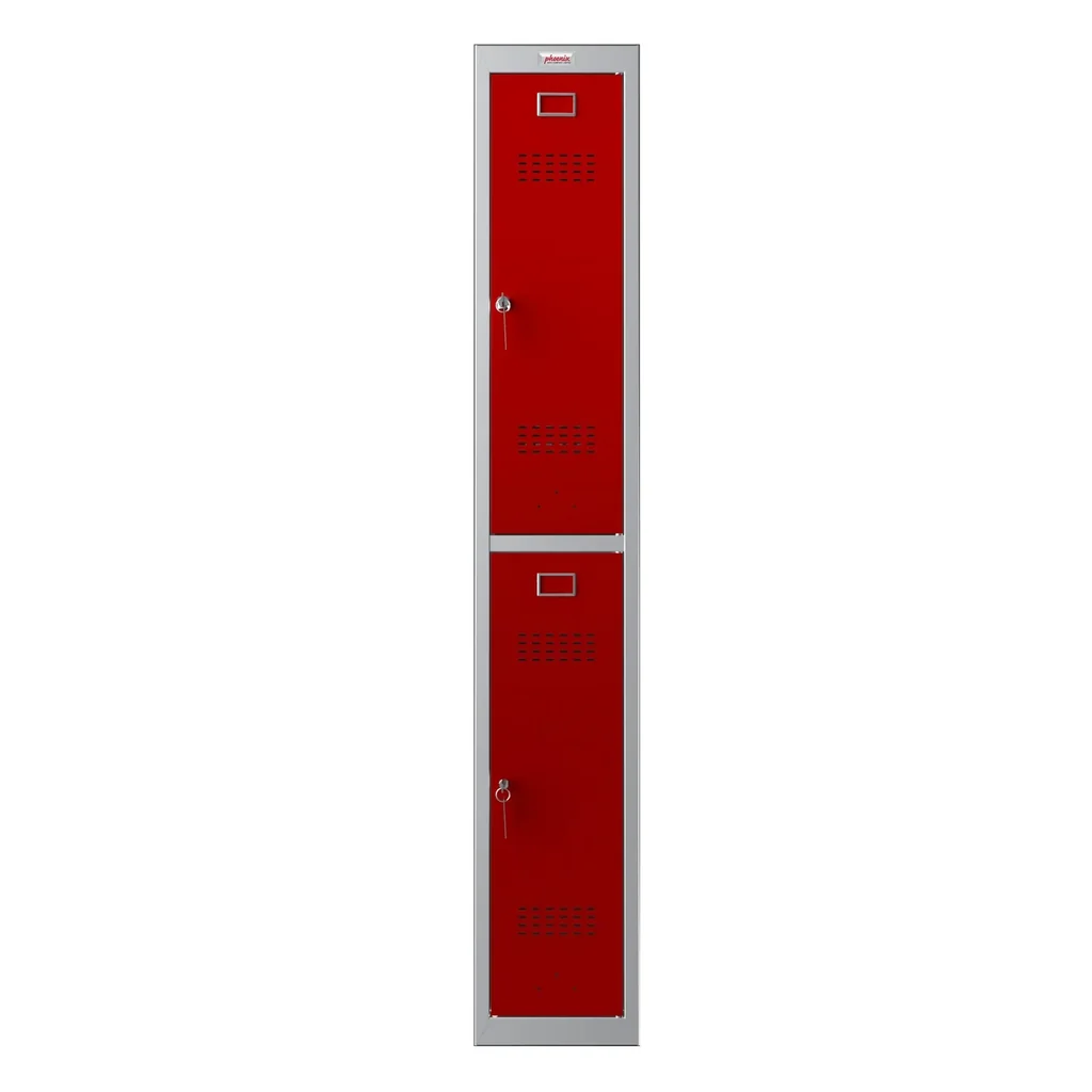 Locker PL Series - 2 doors with key locks, grey-red