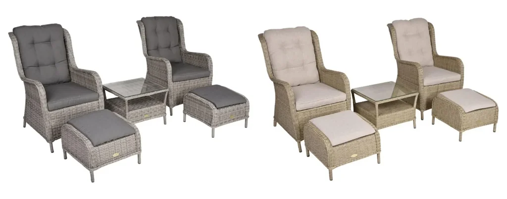 VALENCIA armchair set, 5-piece, steel / plastic mesh / polyester, grey