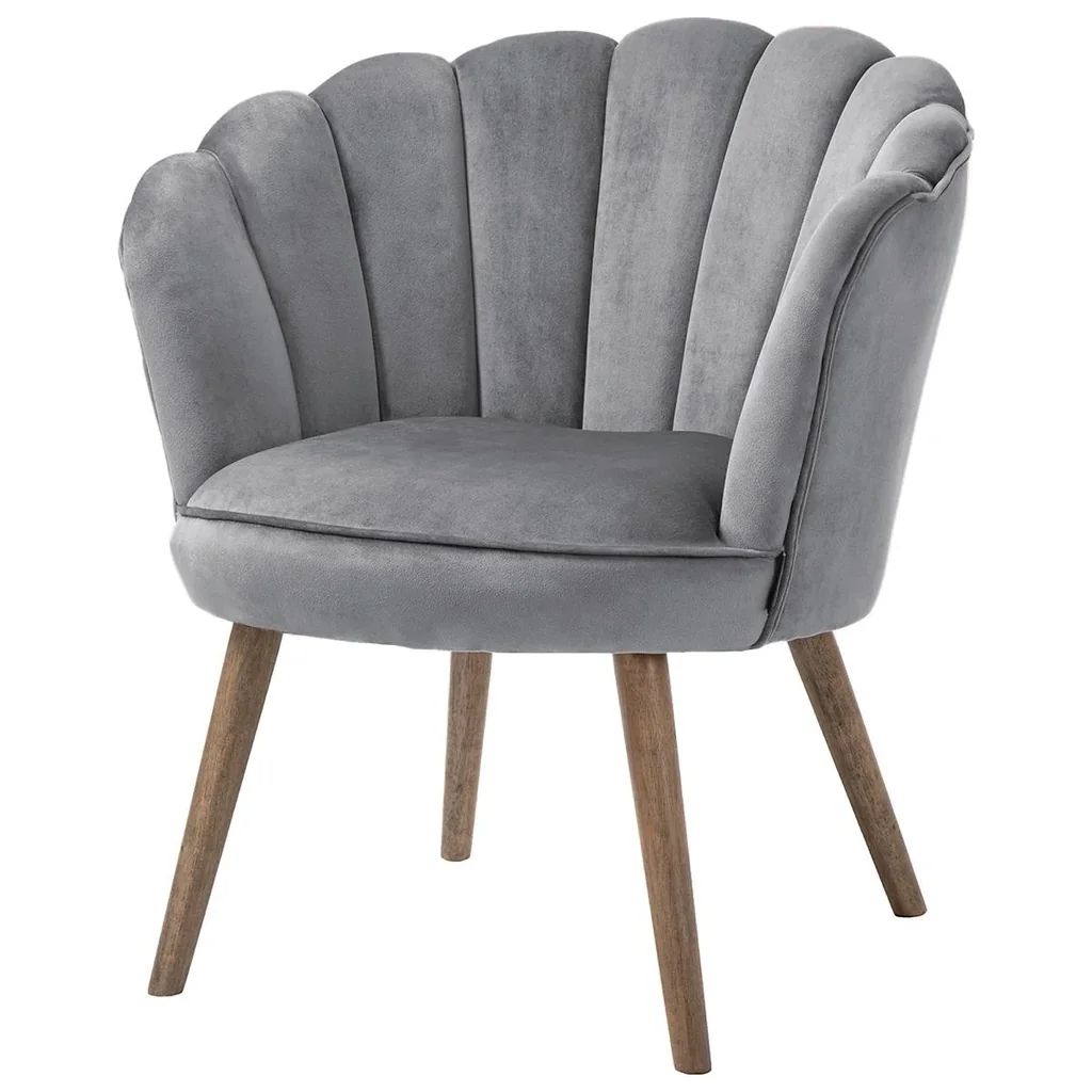 Dining room chair, kitchen chair, armchair with backrest, living room chair, polyester, rubberwood, dark grey, 66 x 72 x 79 cm