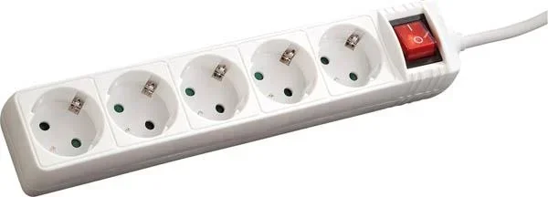 5-way power strip, white