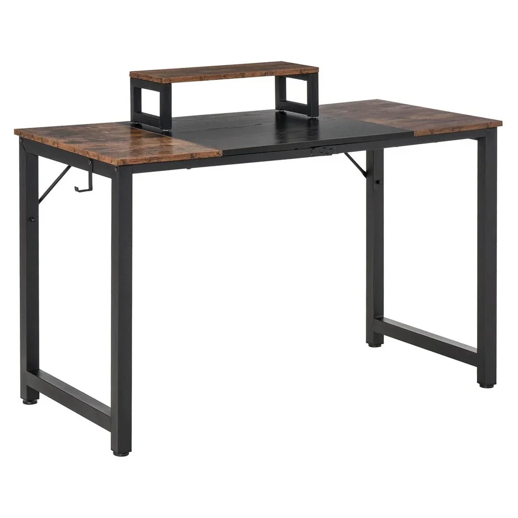 Computer desk PC table office table industrial style chipboard metal rustic brown+black 120 x 60 x 73.5 cm