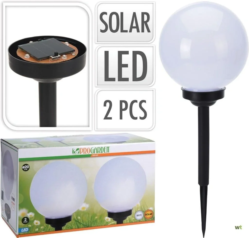 2x Nampook Solar Garden Lamp Set of 2 - 20cm - Solar Powered