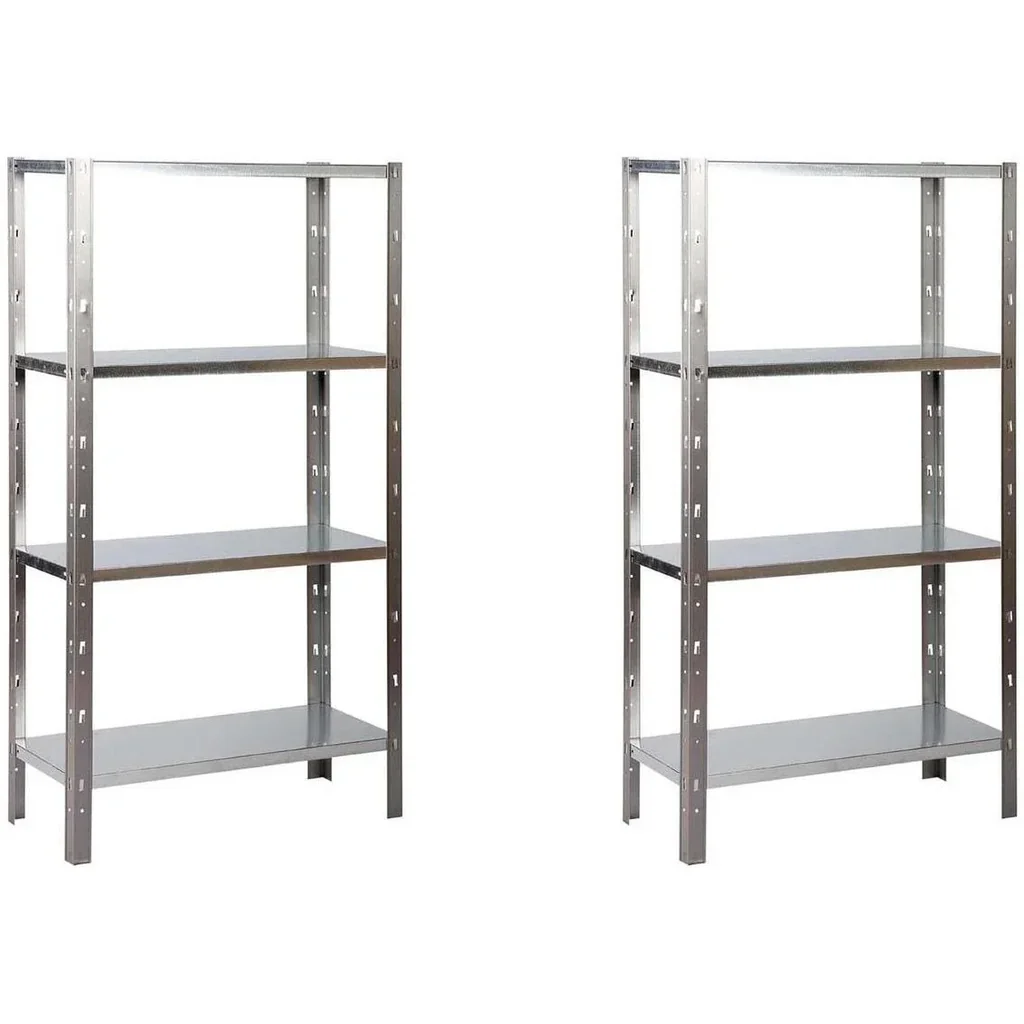 2 metal storage shelves / shelving units with 4 shelves - 340 kg load capacity - 180 x 90 x 40 cm - Clicker 85 H180