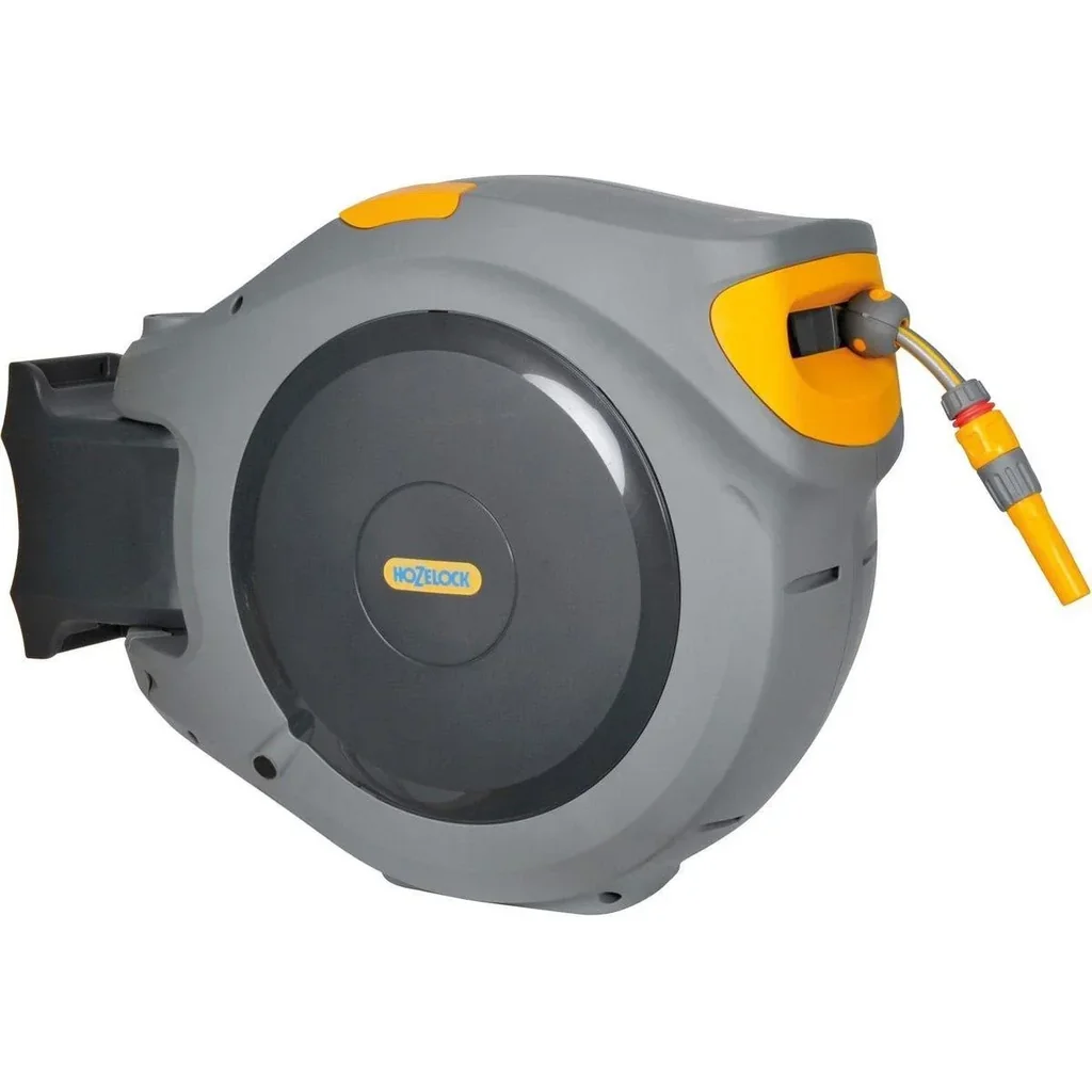 Auto Reel 40 meters - self-winding wall-mounted hose reel - with starter set and garden sprayer - gray
