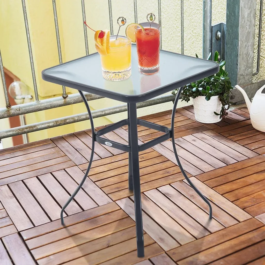 black glass table