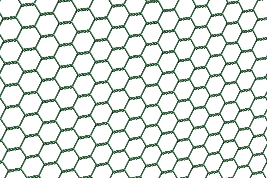 Hexagonal mesh green plastic-coated, 50cm x 25m, 25x25cm, 1mm