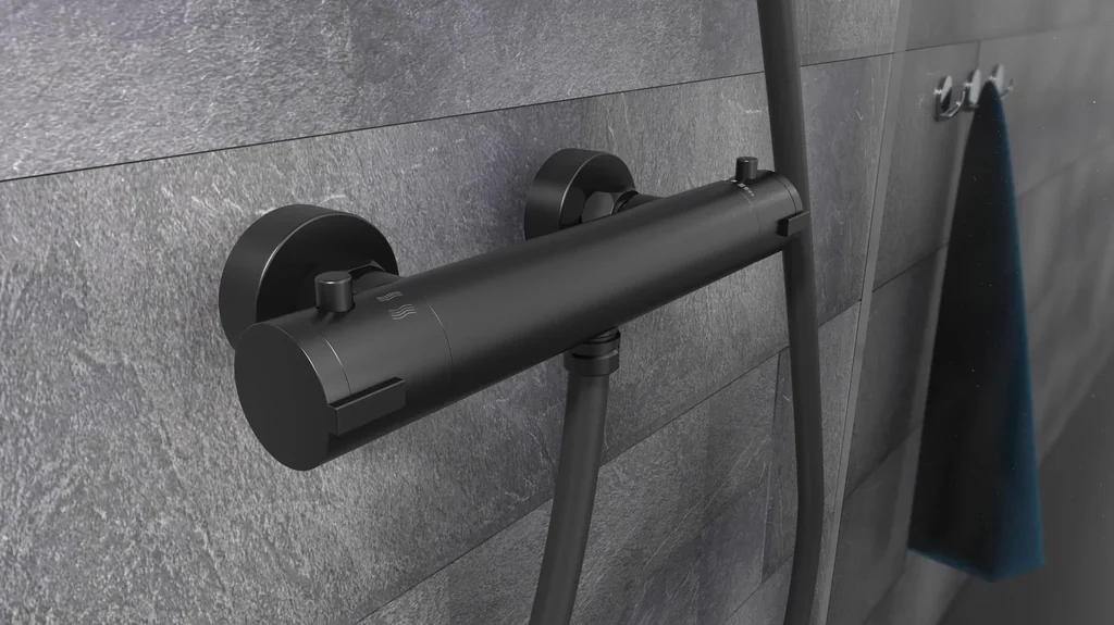 Thermostat Shower fitting, Black matt