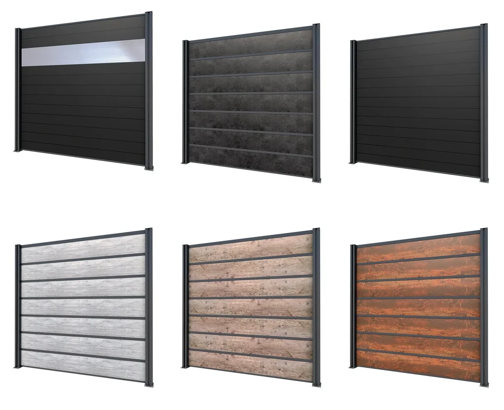 Privacy screen basic element, anthracite, 2.02 x 1.86 m, laminated panels anthracite