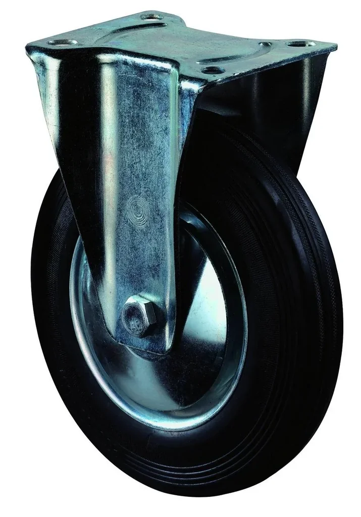 Fixed castor with solid rubber tyres, wheel diameter 125 mm