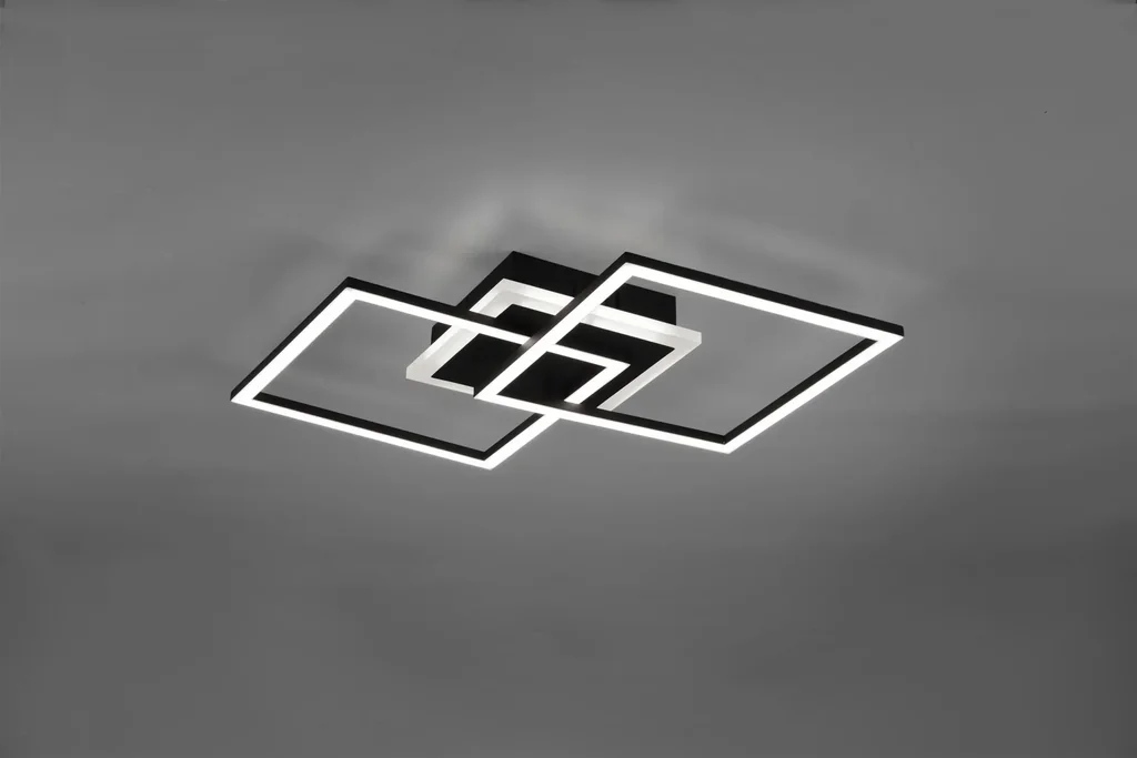 VENIDA LED ceiling light, 25 W, 3000 K, 2600 lm, switch dimmer, matt black, white acrylic