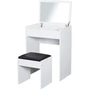 Vanity table with folding mirror and stool white/black