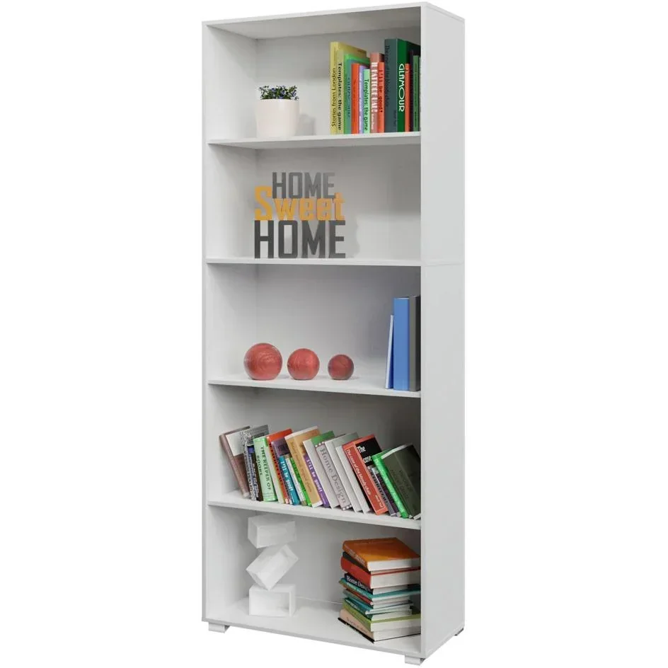 Vela bookcase with 5 shelves, white | 190 x 60 x 31 cm | Basic Scandinavian look