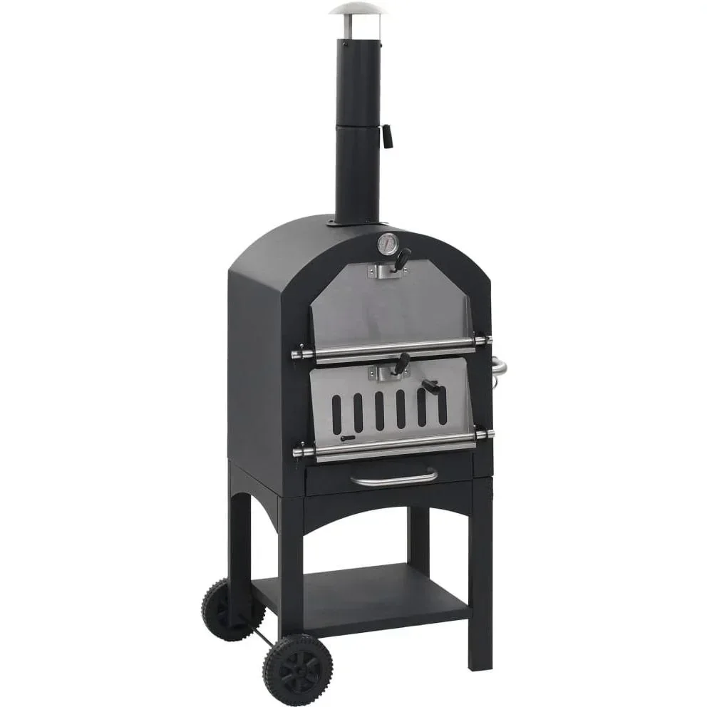 Charcoal pizza oven with terracotta pizza stone