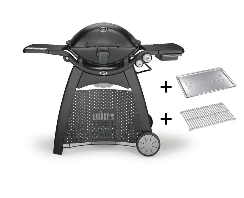Gas grill Q 3200 Station, Black, with heat shield and roasting rack