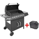 Gas grill 6+1 cooking zone black