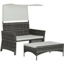 2-piece garden sofa garden furniture lounge rattan furniture polyrattan + metal 2-seater sofa 1 x stool with sunroof