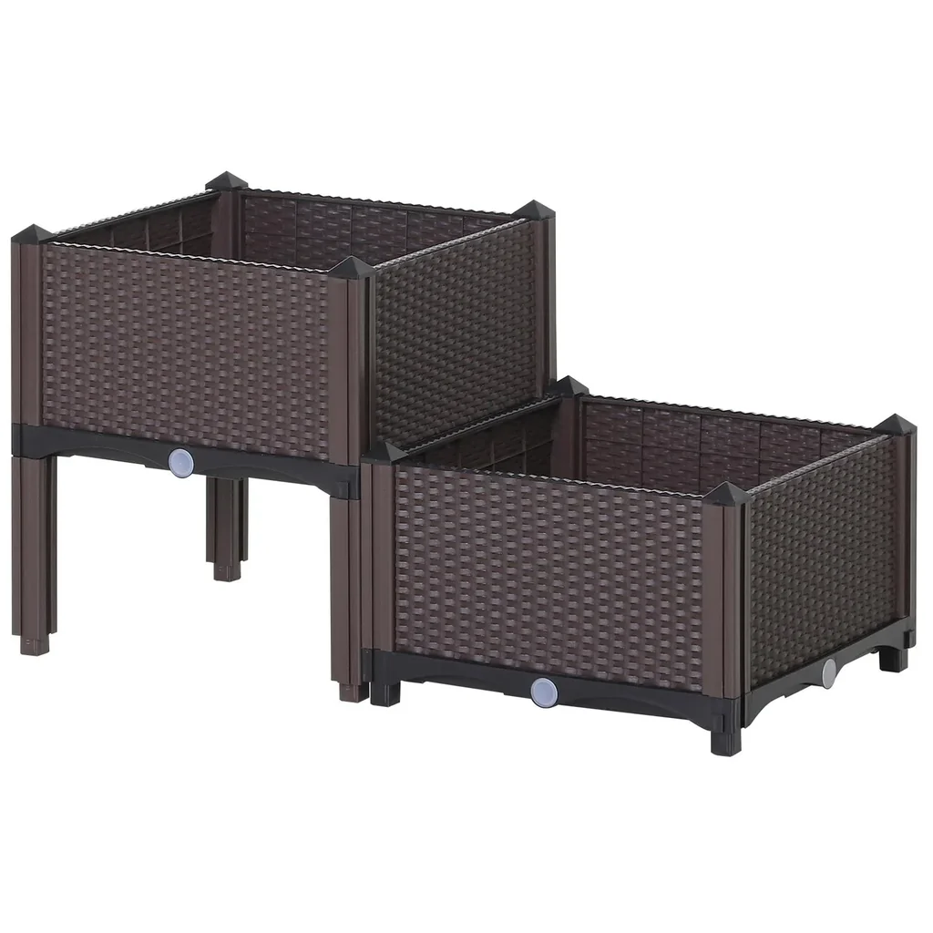2-part raised bed in rattan look