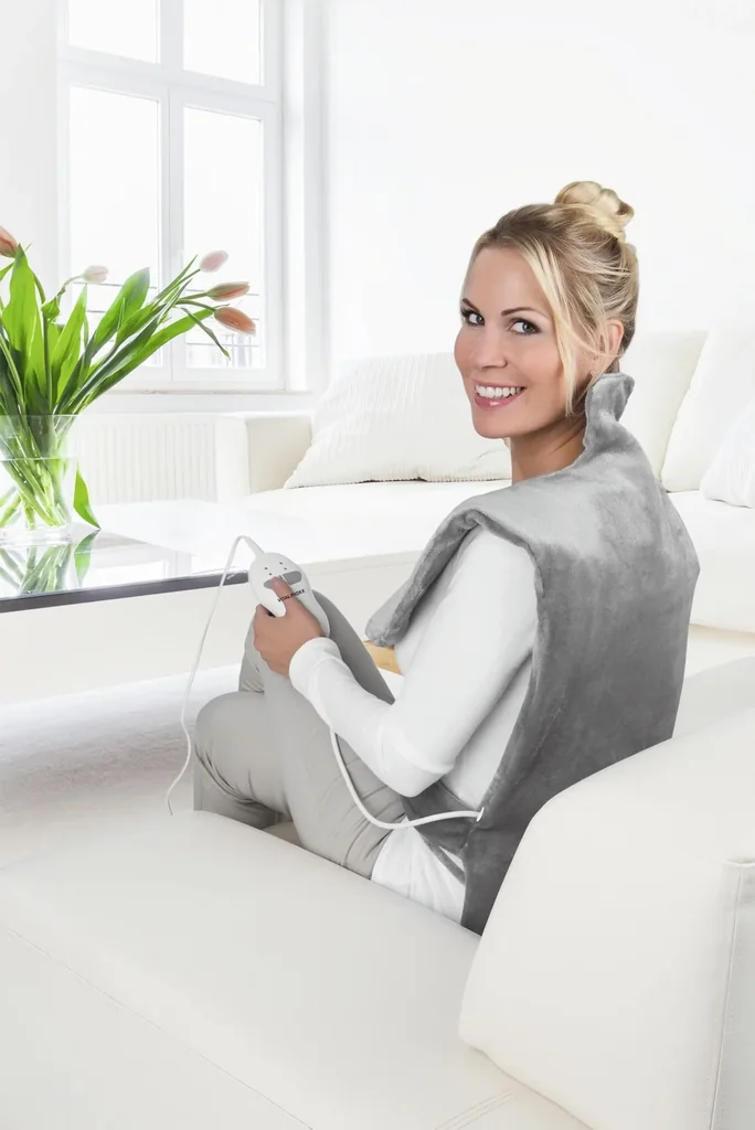 2-in-1 heated blanket with massage function, 100 watts, grey