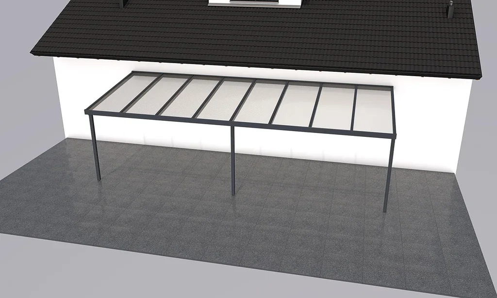 Patio roof Premium, anthracite, 8125 x 3060 mm - Acrylic multi-wall sheets 16 mm, clear