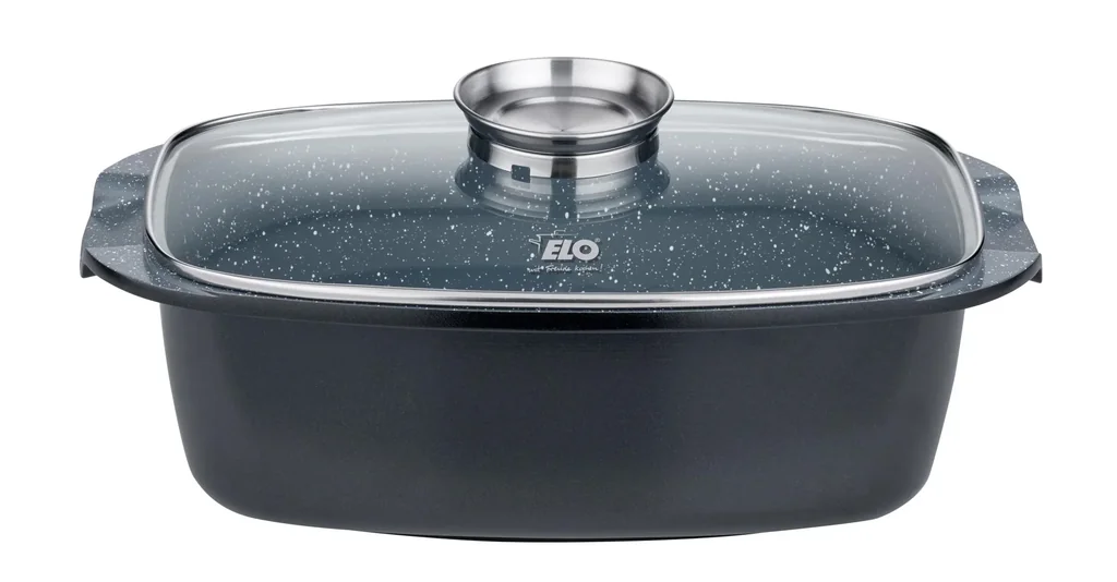 Cast aluminum roaster “PURE BASALT”, with glass lid, 5.1 liters
