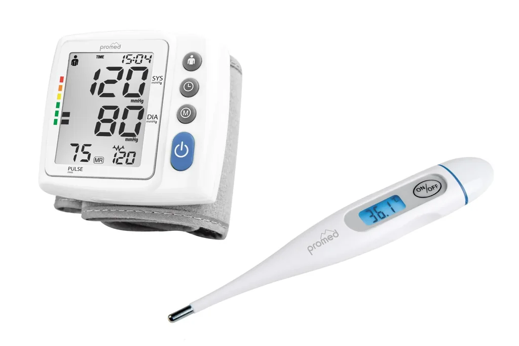 2 in 1 Set: Wrist Blood Pressure Monitor “HGP-30”, White/Gray + Digital Thermometer “PFT-3.7”