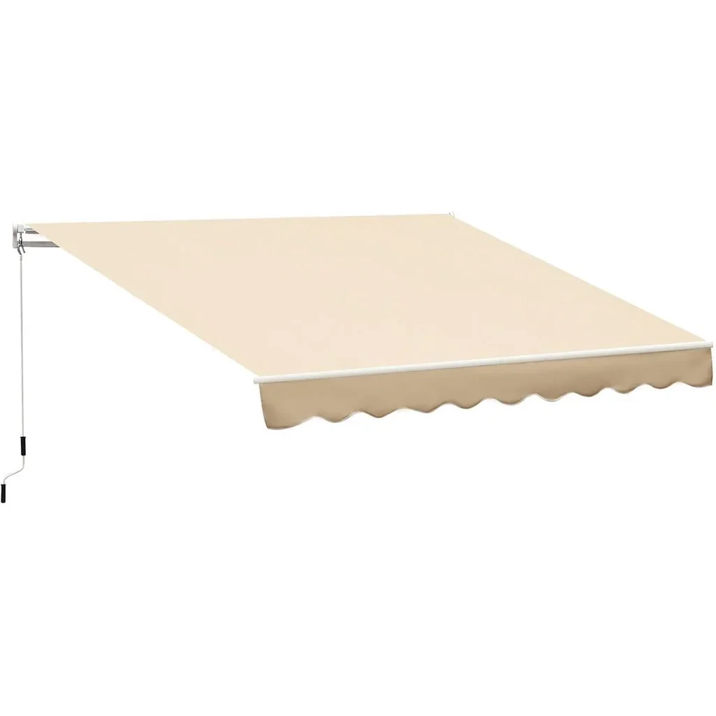 Manual articulated arm awning 395 cm awning with hand crank balcony awning sun protection wall mounting balcony aluminum beige 395 x 24