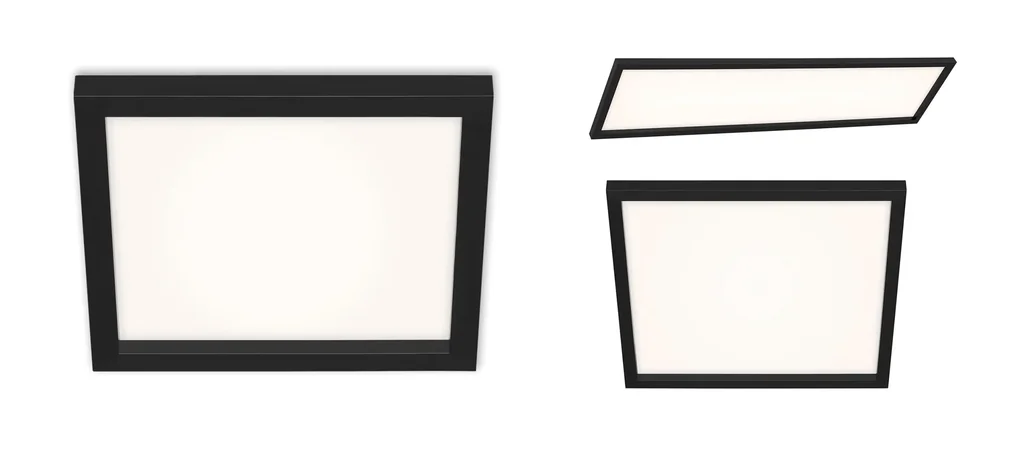 LED ceiling light, square, 29.5 cm, CCT, 18 watts, black