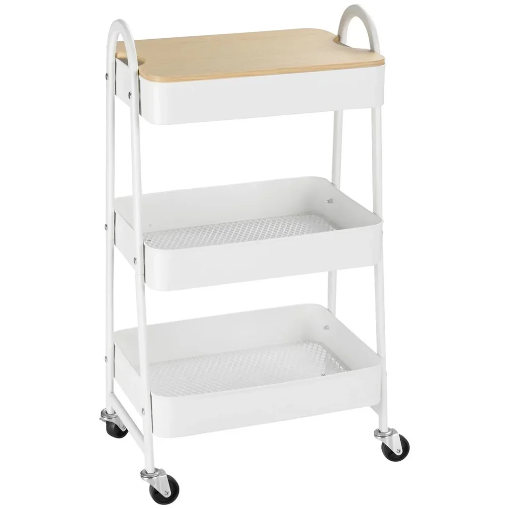 Valet stand with 3 shelf baskets, white, 45 x 31 x 79.4 cm