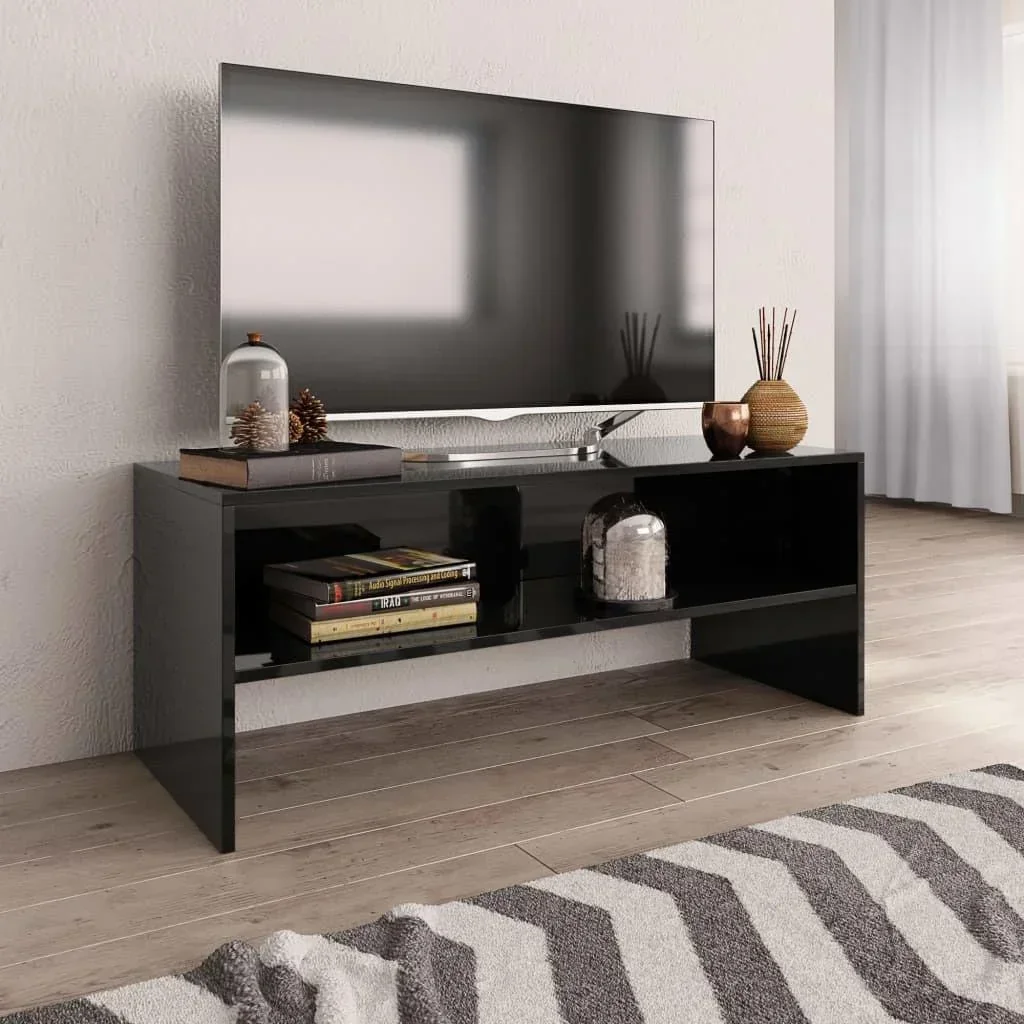 TV cabinet 100x40x40 cm chipboard high-gloss black