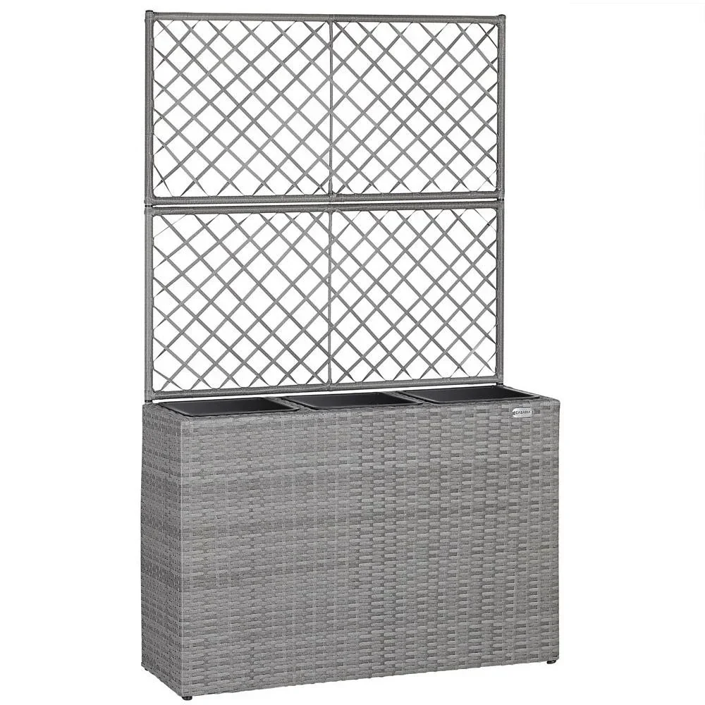 Polyrattan planter with trellis grey