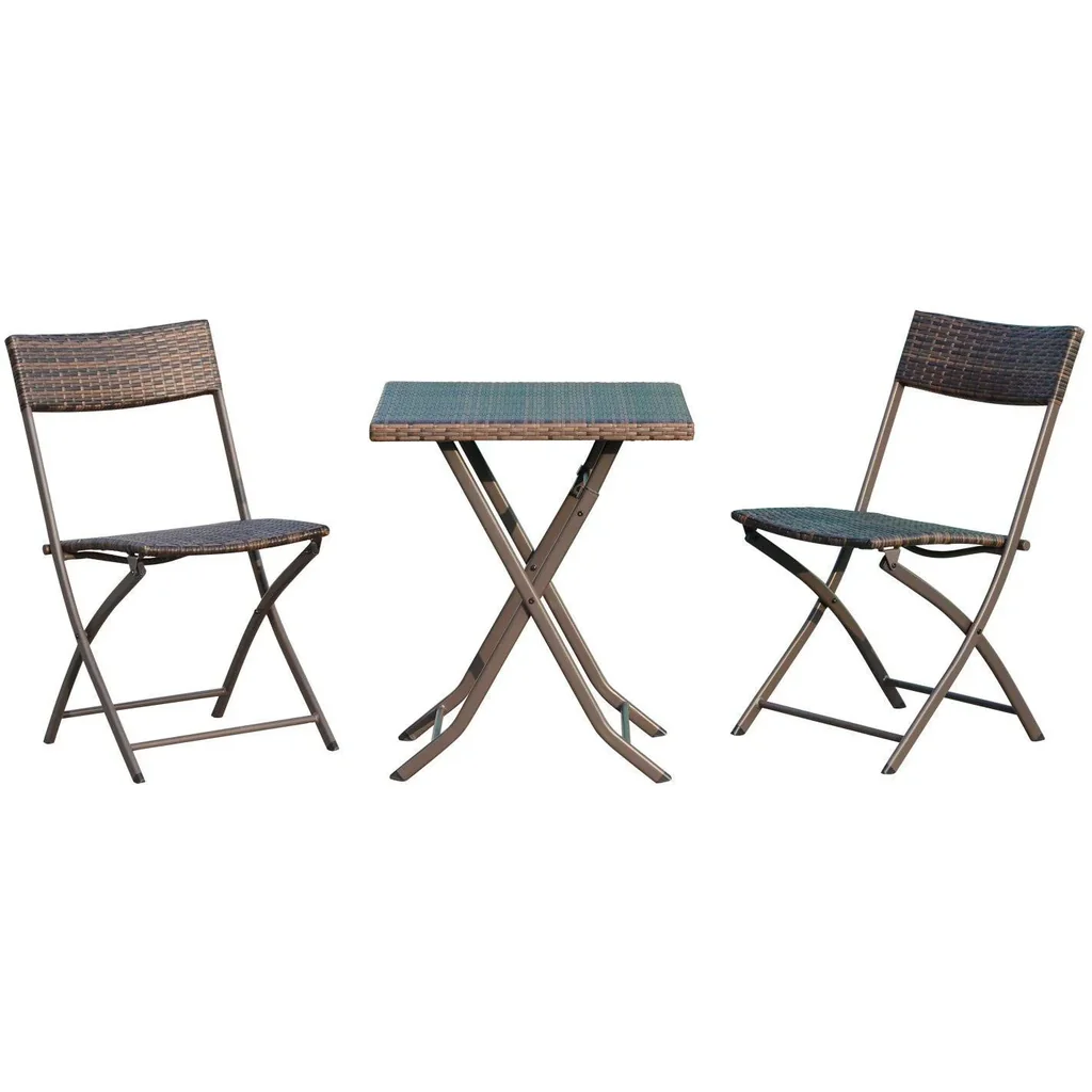 Bistro set polyrattan 3 pcs, seating set balcony set