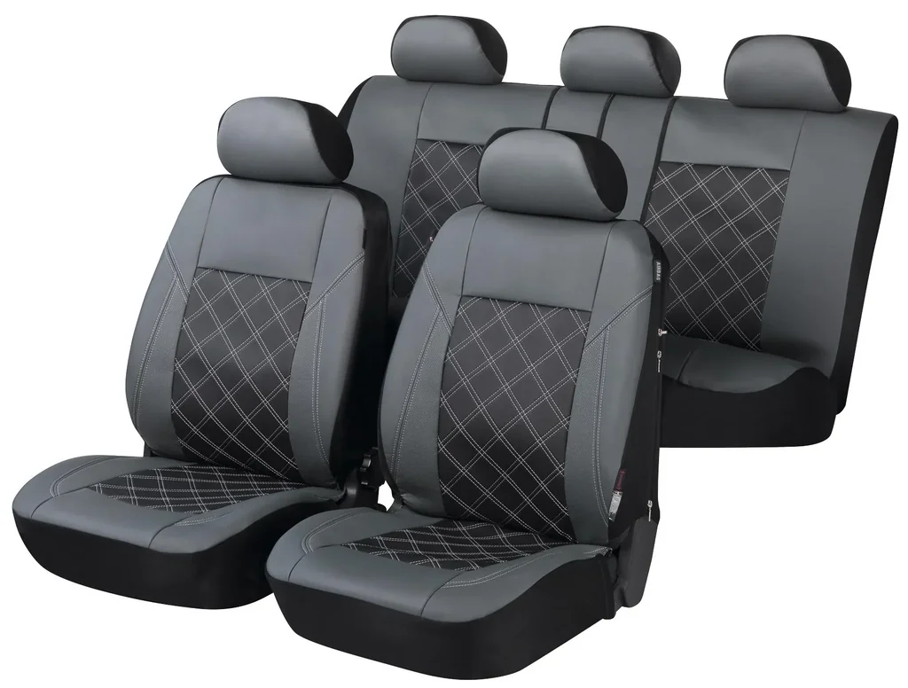 Car seat covers ZIPP IT Deluxe made of artificial leather Durham anthracite with zipper system