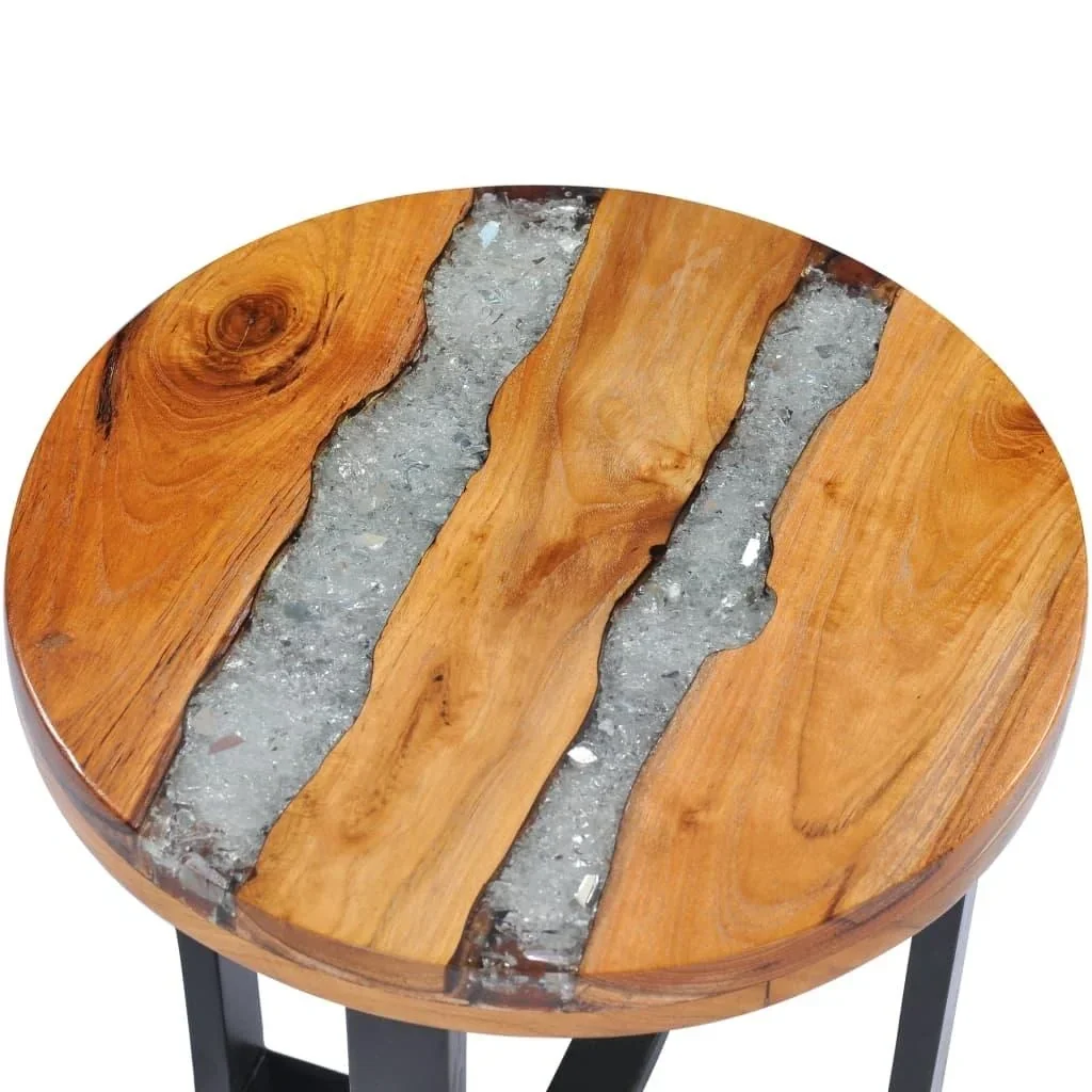 Coffee table 40x45 cm made of solid teak and polyresin