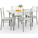 5-piece furniture set - dining table + 4 chairs - white