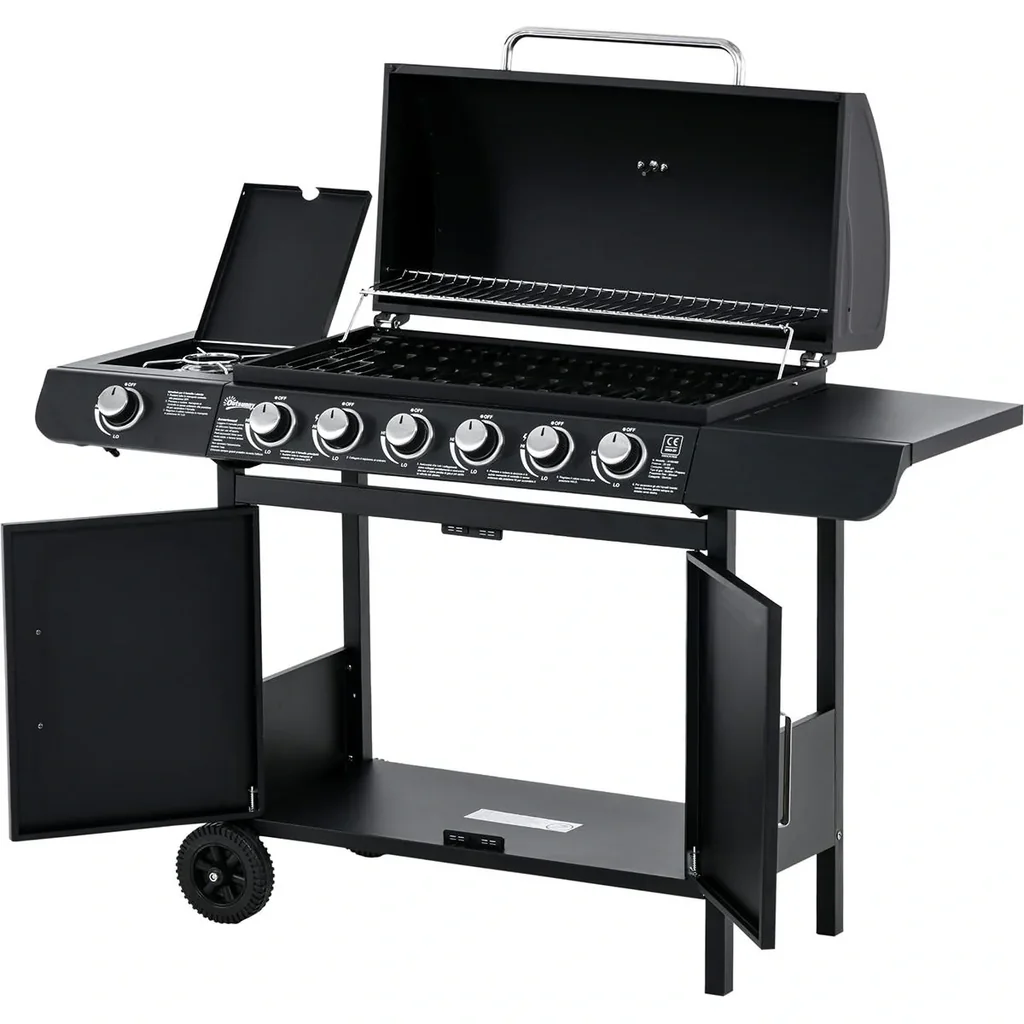 Grill cart with storage cabinet black