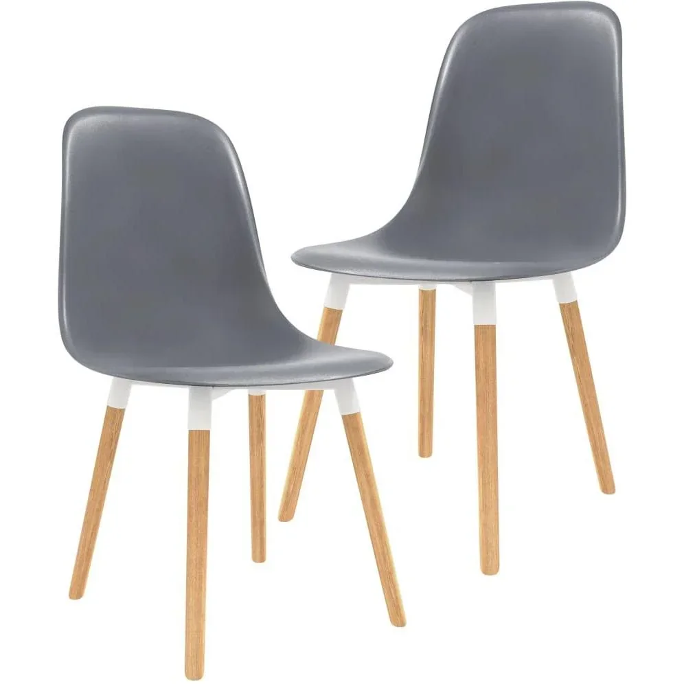 Dining table chairs, 2 pieces, grey plastic