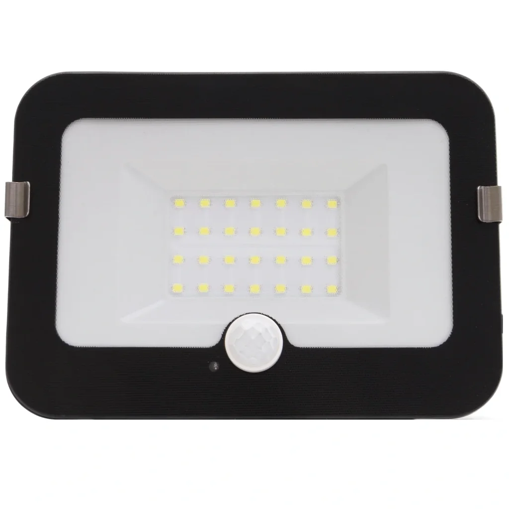 LED floodlight with motion detector, 30 watts, IP44, 195 x 140 x 36 mm