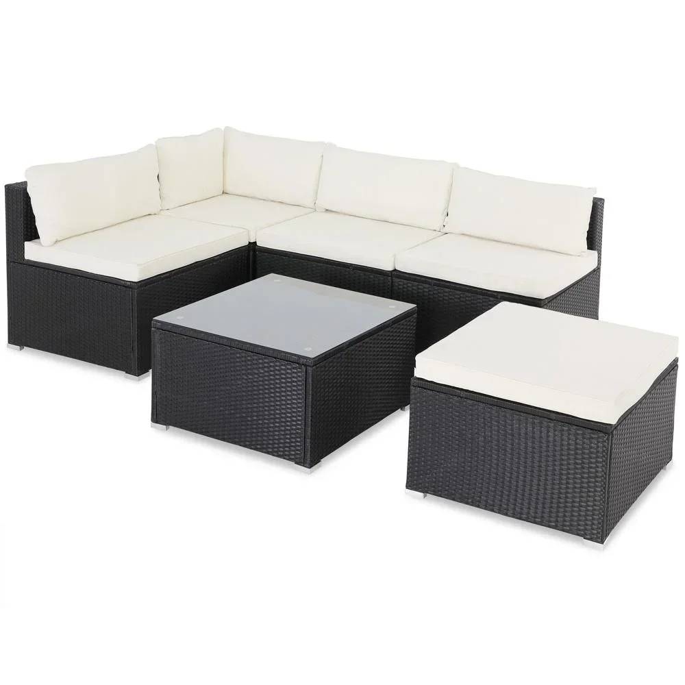 Polyrotan lounge set 16-seater - black
