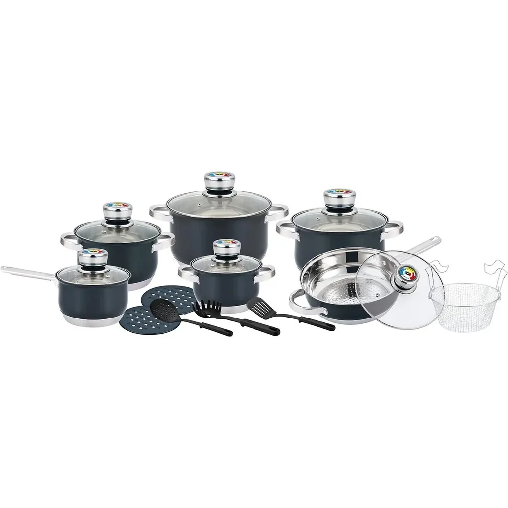 Herenthal - Complete 18-piece cookware set - Stainless steel - Black