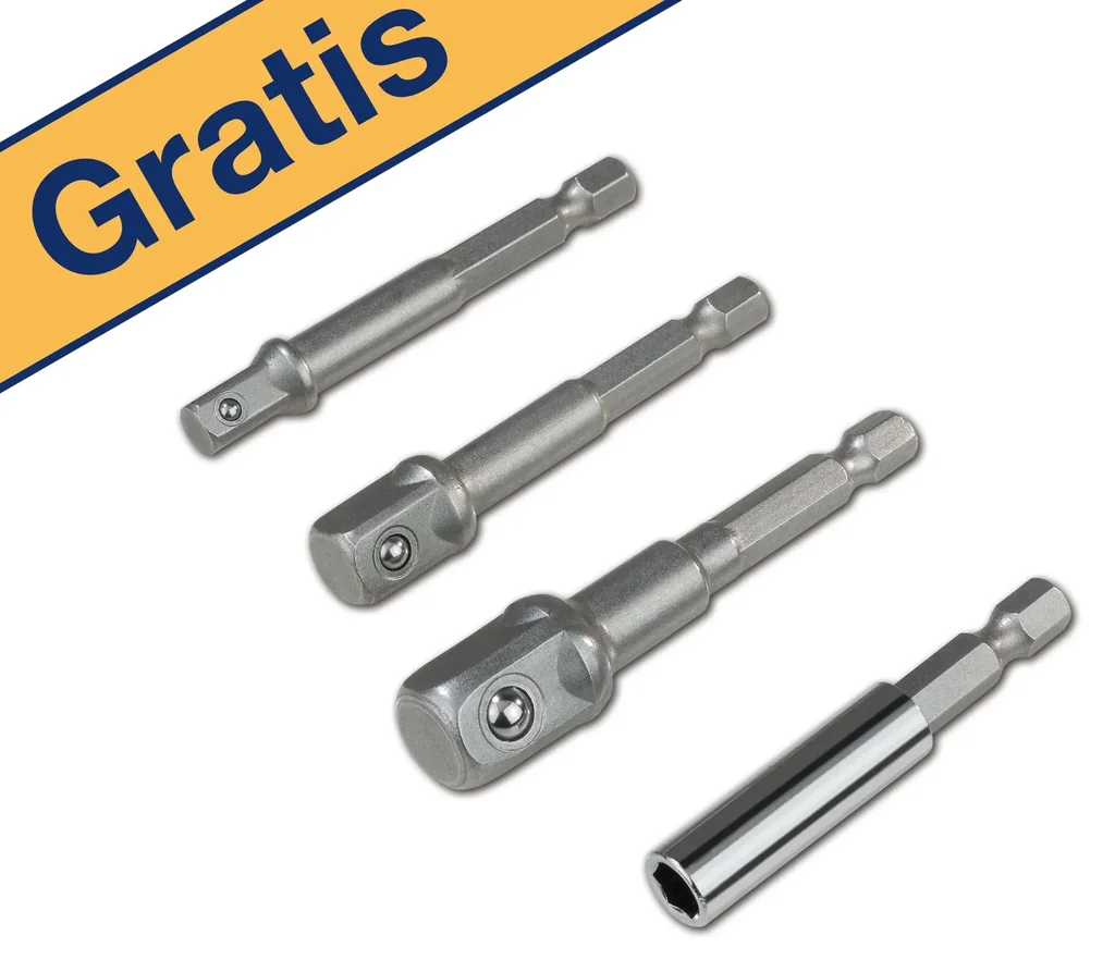 Drill chuck inserts for socket wrench set, 4 pieces