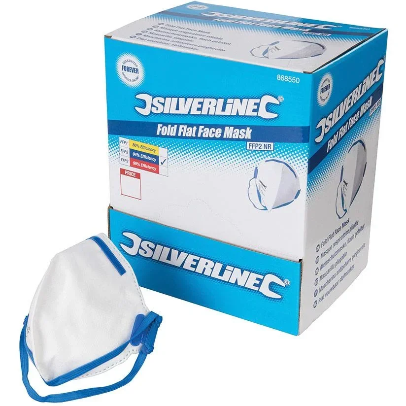 Flat foldable FFP2 dust mask, disposable display box, 50 pcs. FFP2