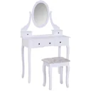 Dressing table with mirror and stool white
