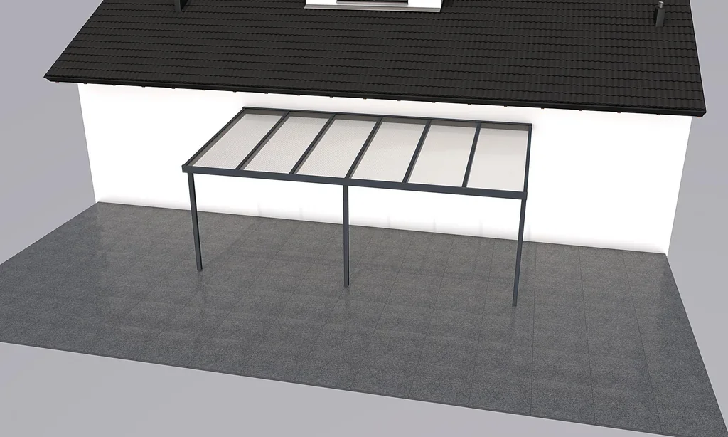 Patio roof Premium, anthracite, 6110 x 3060 mm - Polycarbonate multi-wall sheets 16 mm, bronze
