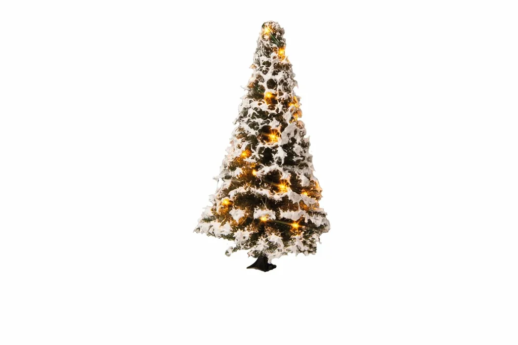 Illuminated Christmas tree, snowy, with 20 LEDs, 8 cm high