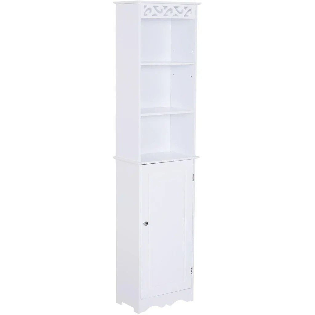 Bathroom cabinet laundry cabinet standing shelf storage 6 compartments MDF white 40 x 23 x 160 cm